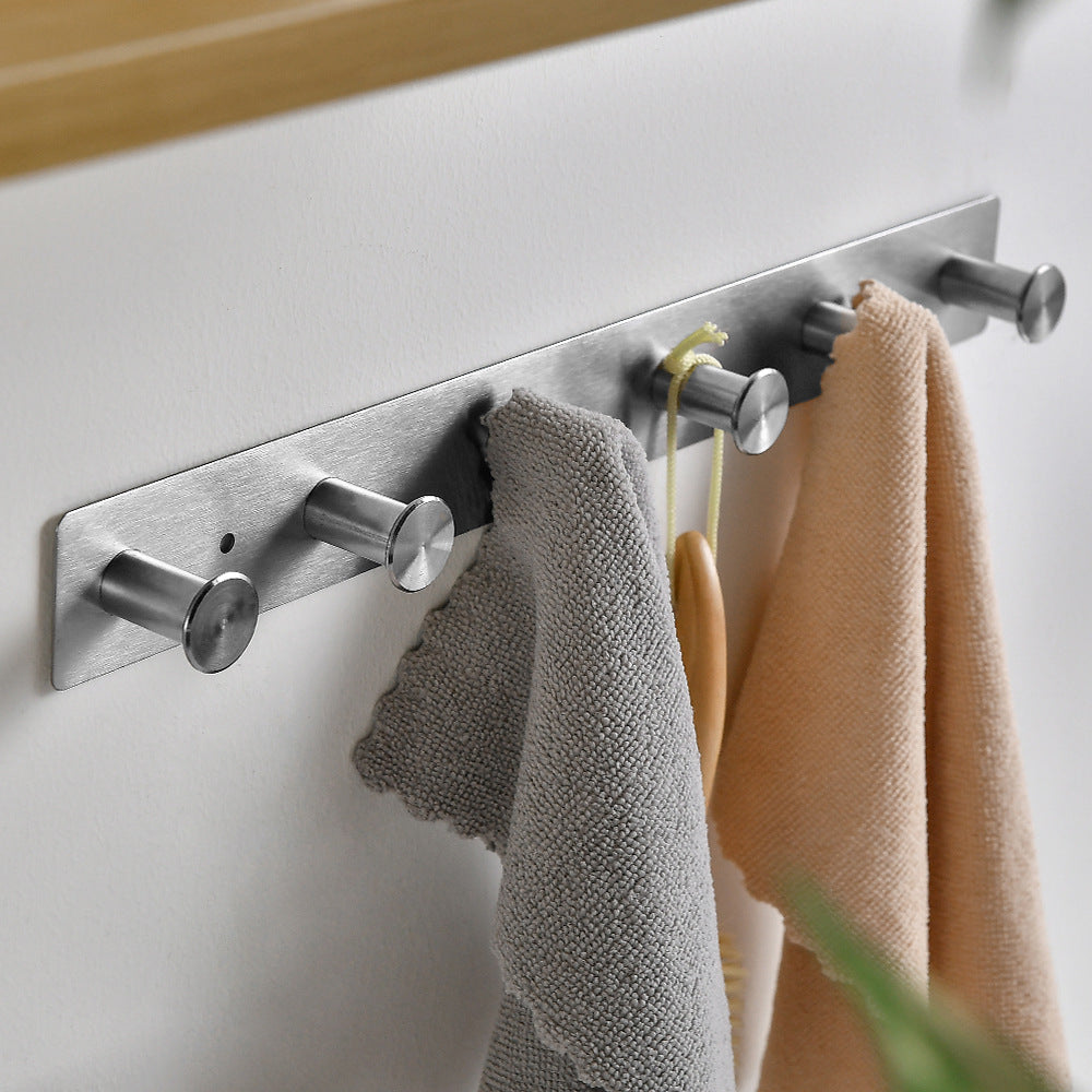 Wall-mounted stainless steel coat rack with five hooks Stornfield