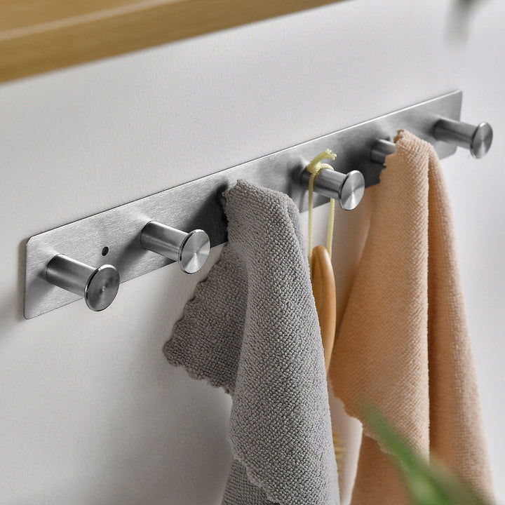 Wall-mounted stainless steel coat rack with five hooks Stornfield