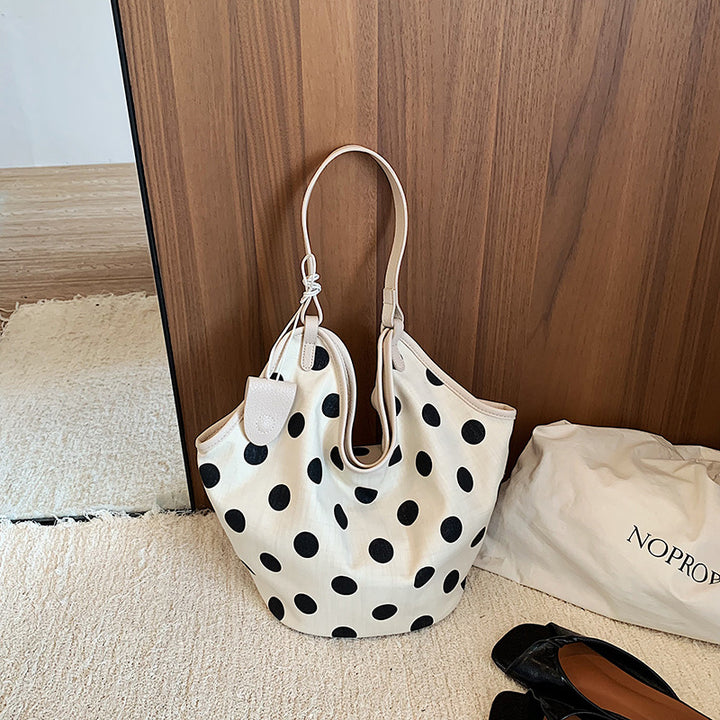 Polka Dot Canvas Hobo Bag