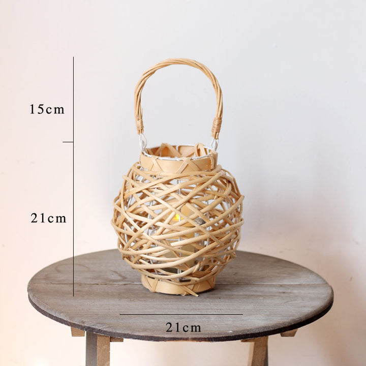 Decorative lantern made of woven natural material Stornfield