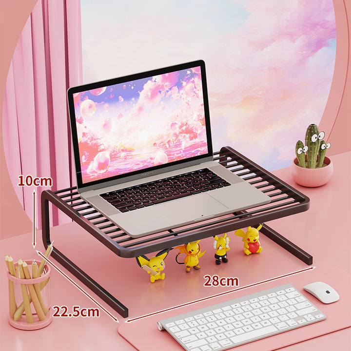 Two Tier Adjustable Metal Laptop and Monitor Riser with Ventilated Slatted Shelves