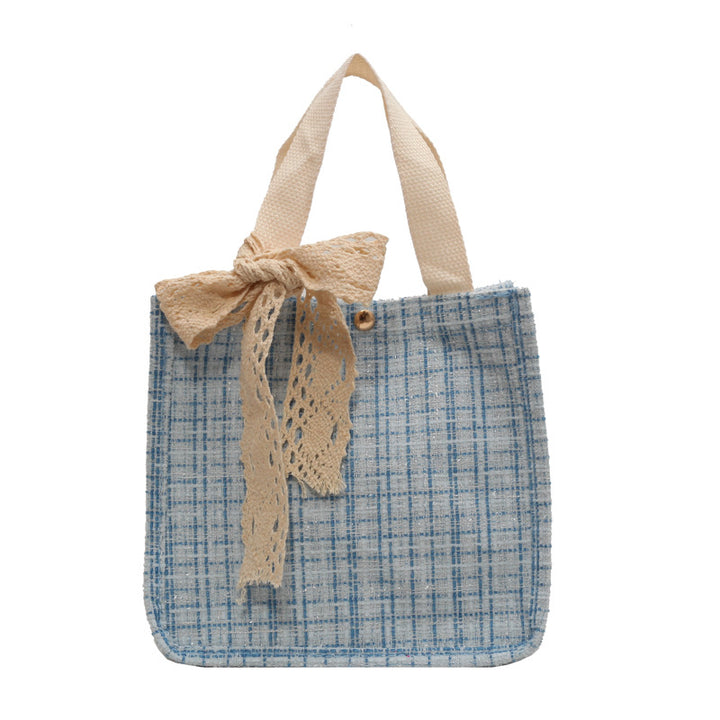 Lace-Detail Structured Tote Bag
