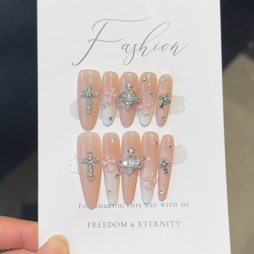 Acrylic nails with rhinestone embellished accents Stornfield