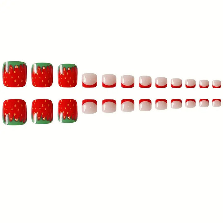 Decorative Strawberry Design Press-On Toenails Stornfield