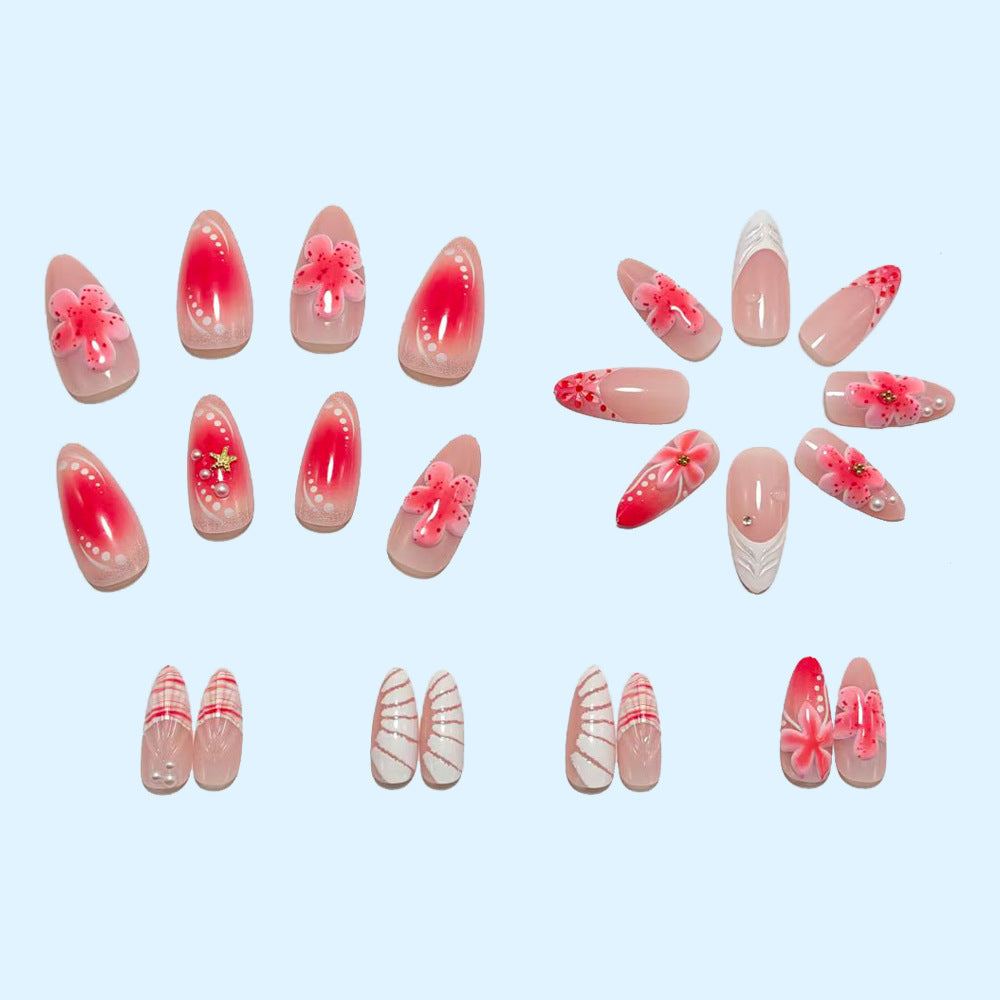 Artificial nails with 3D flower decoration Stornfield