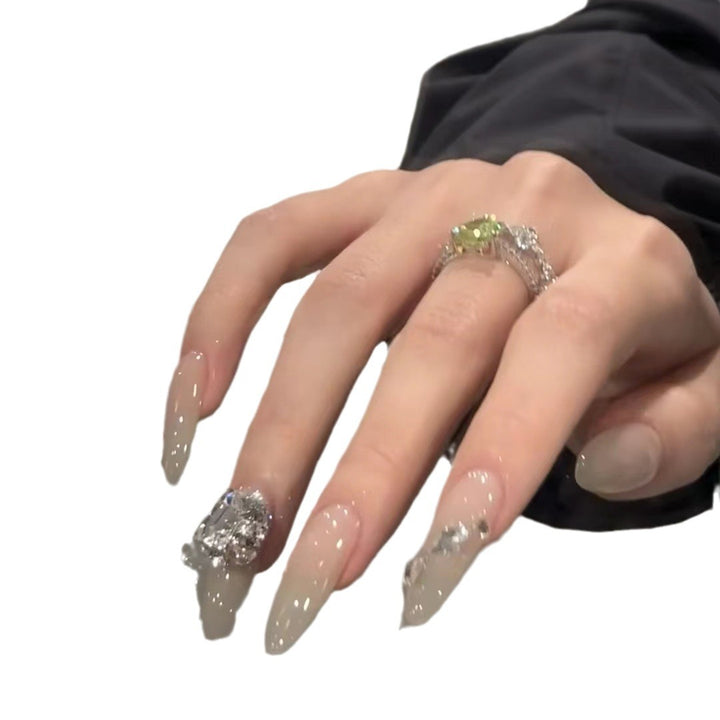 Elegant Stiletto Press-On Nail Set with Rhinestone Accents Stornfield