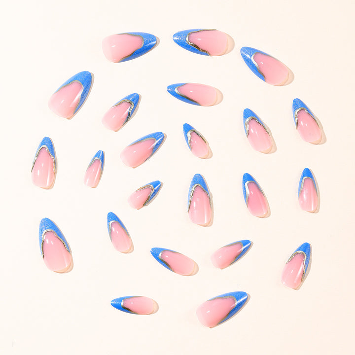 Luxurious Stiletto Nail Art Extensions with Gold Accents Stornfield