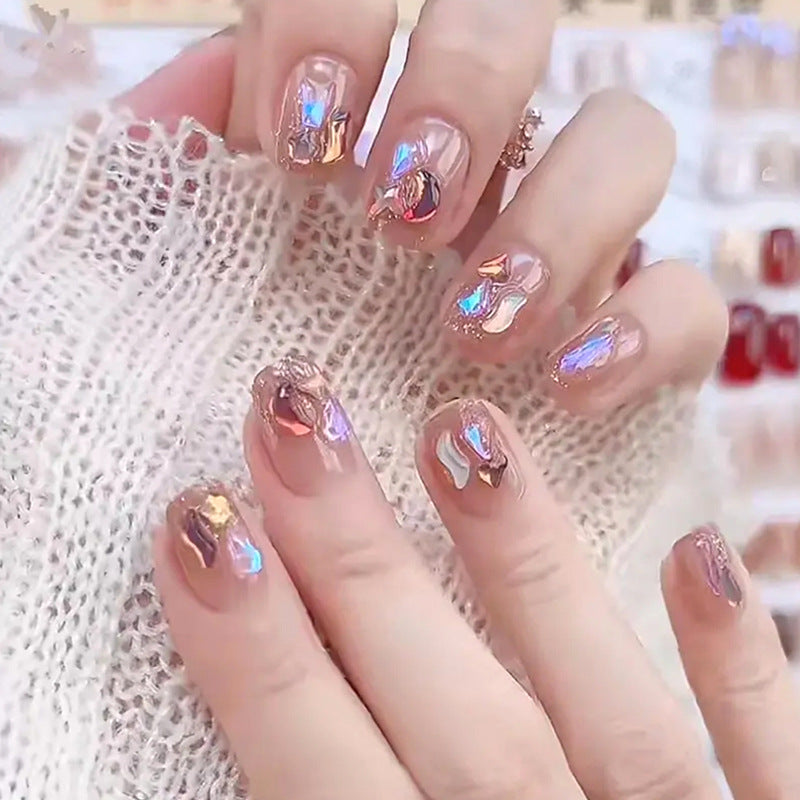 High-quality artificial nail set with glitter and holographic accents Stornfield