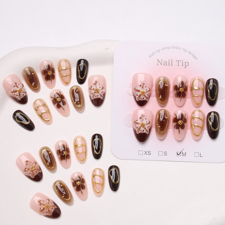 Artistic Floral Nail Art Press-On Set Stornfield