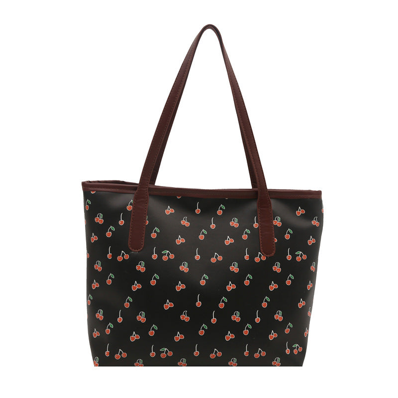 Trendy Cherry Print Tote Bag