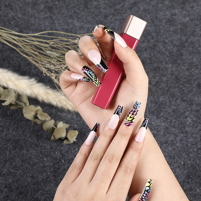 Art nails with colorful floral patterns Stornfield