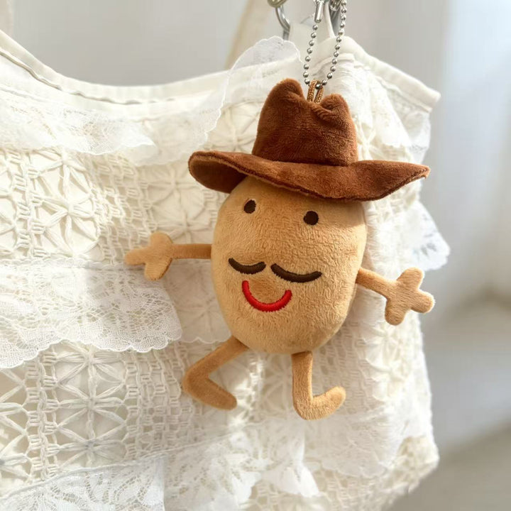 Novelty Cowboy Character Plush Bag Charm Keyring with Metal Ball-Chain and Huggable Body Stornfield