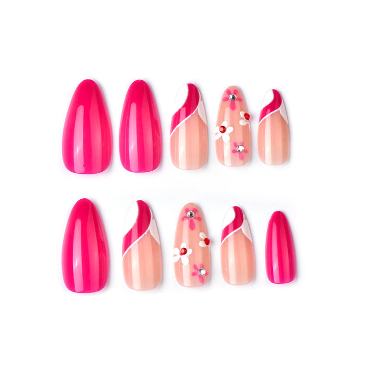 Artistic Press-On Nail Art Set with Floral and Ombre Designs Stornfield