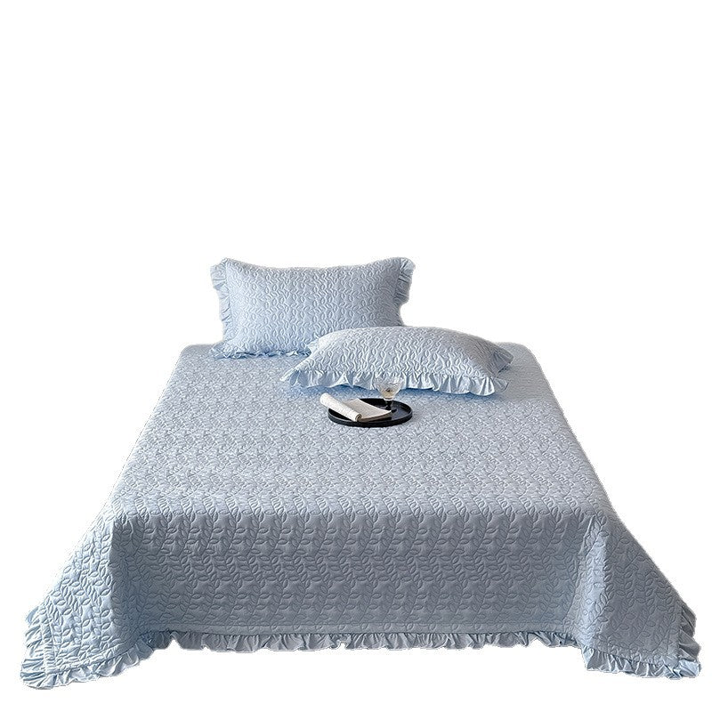 Quilted Ruffled-Edge Bedspread and Pillow Sham Set