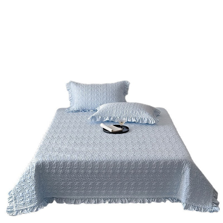 Quilted Ruffled-Edge Bedspread and Pillow Sham Set