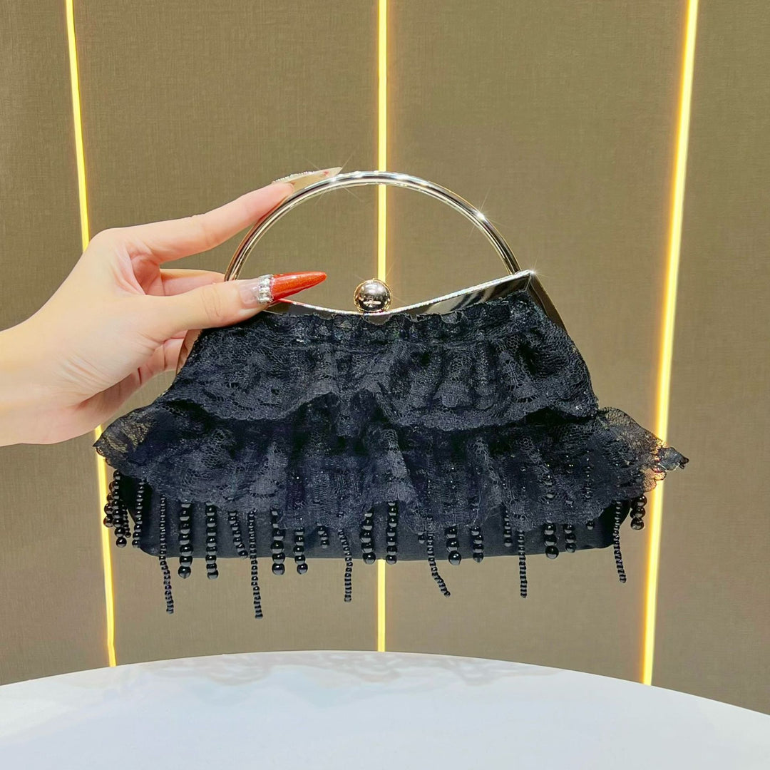 Ruffled Lace Evening Clutch