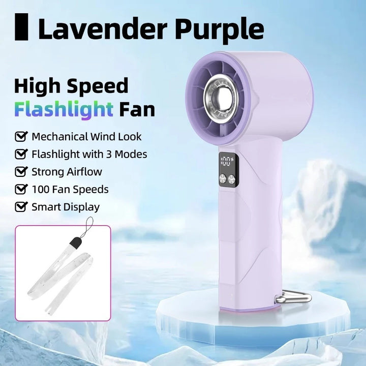 Women's high-speed handheld fan with integrated LED light Stornfield