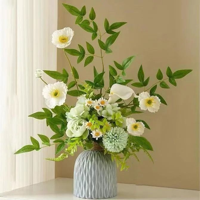 Lifelike Floral Arrangement with Decorative Vase