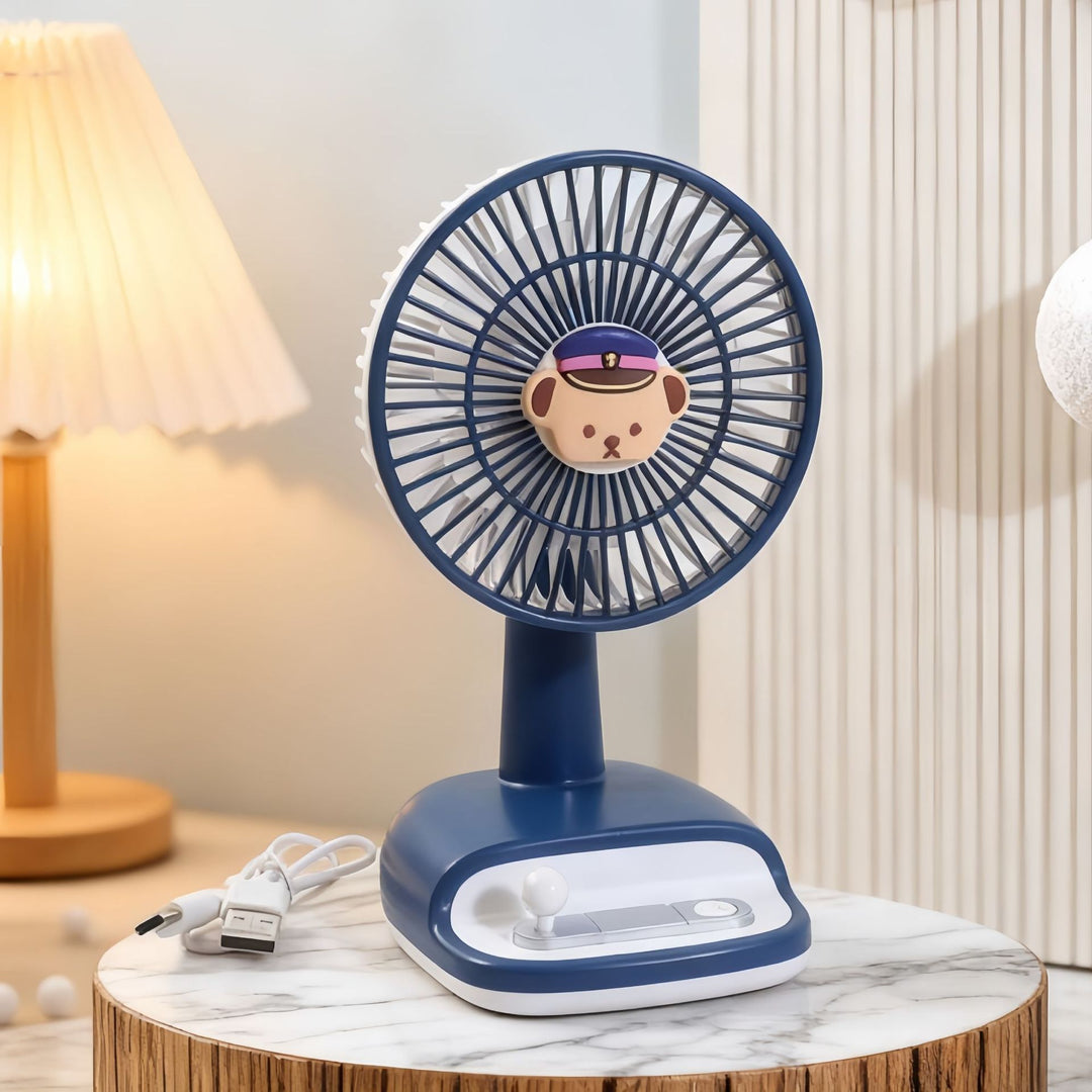Unisex compact USB table fan with rechargeable battery, quiet motor, and adjustable head Stornfield