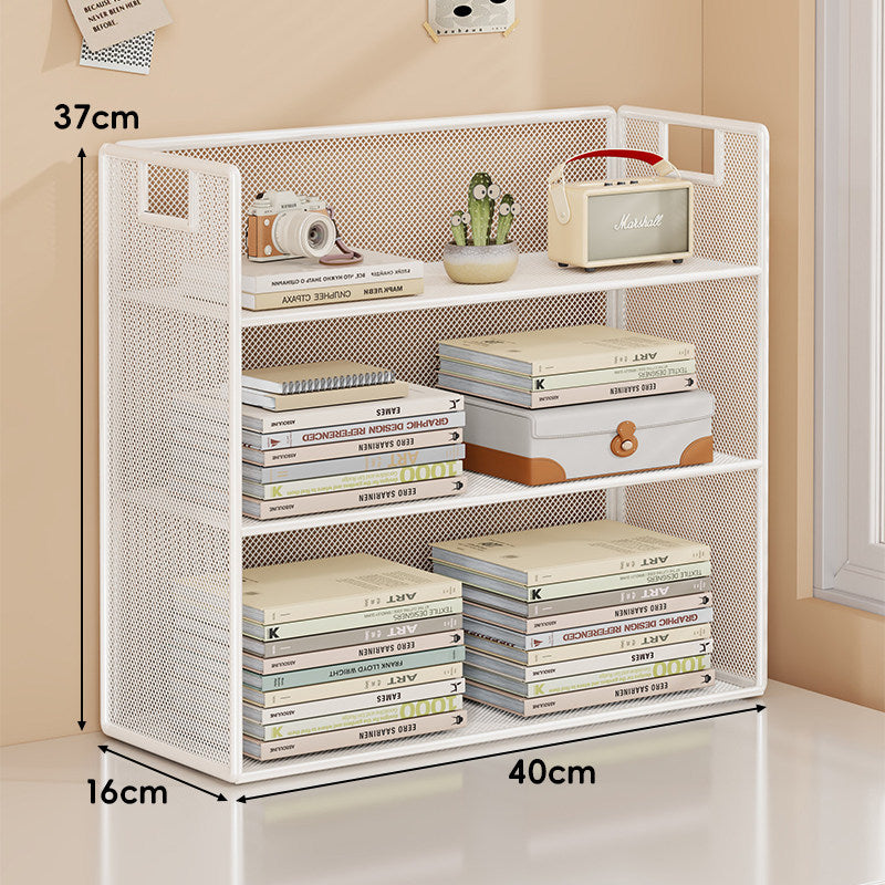 Mesh Tiered Desktop Organizer Shelf with Handle Cutouts