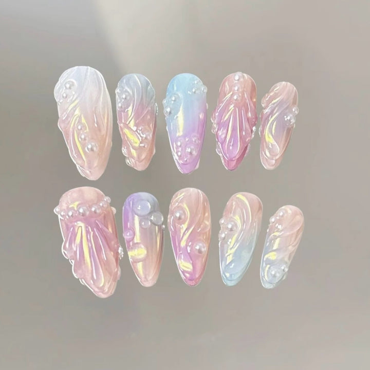 Elegant Pearl-Embellished Press-On Nail Set