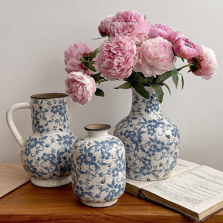 Decorative Floral Ceramic Jar for Home Decor