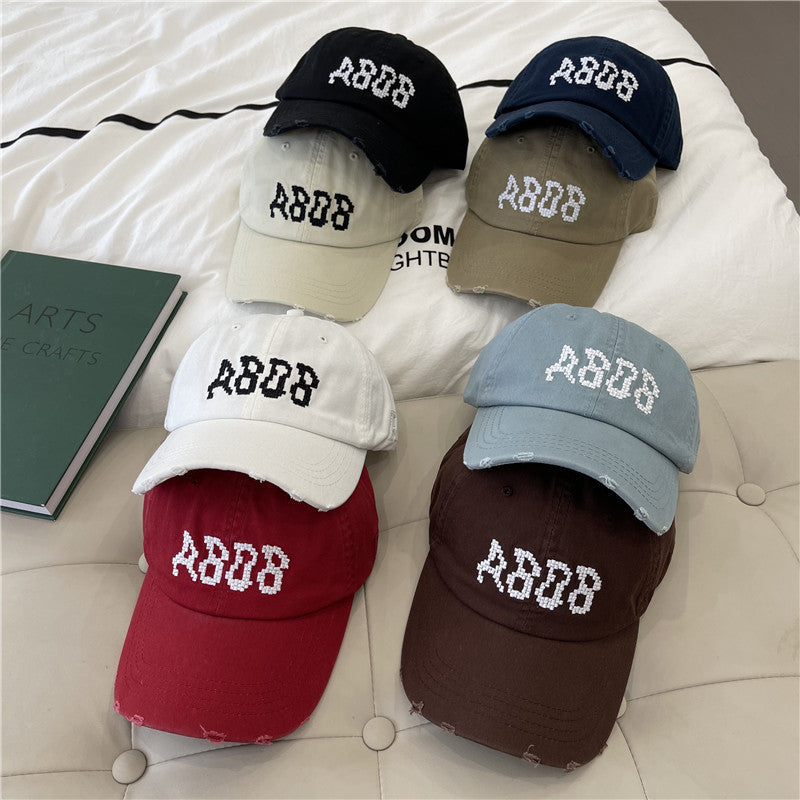 Women's Distressed Cotton Baseball Cap with Graphic Detailing Stornfield