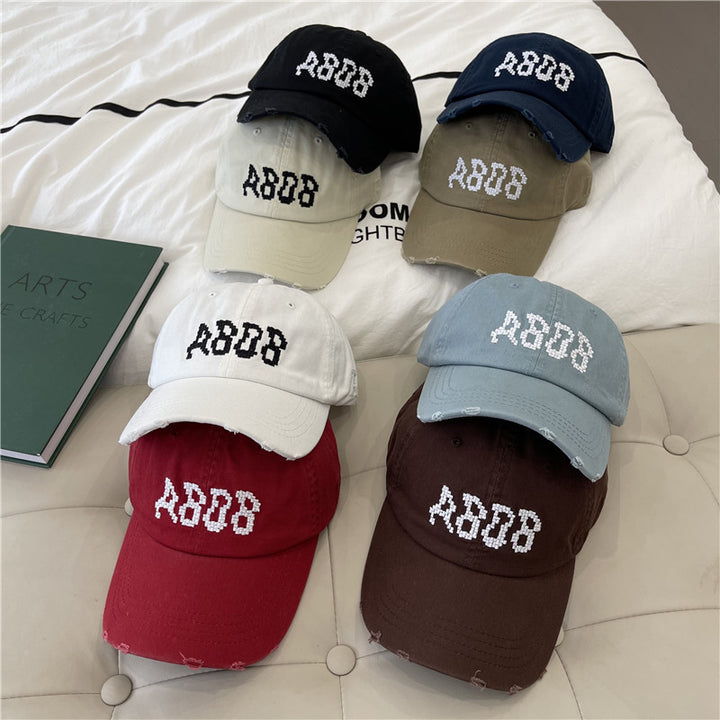 Women's Distressed Cotton Baseball Cap with Graphic Detailing Stornfield