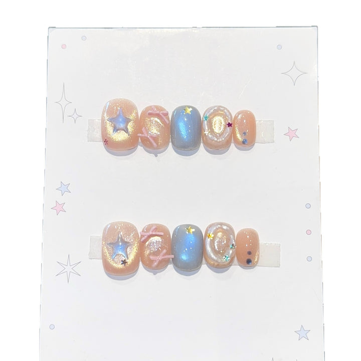 Artificial Nail Set with Sparkling Star and Glitter Motifs Stornfield