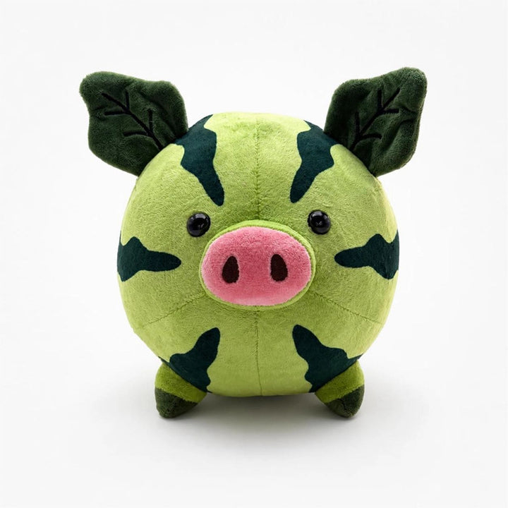 Round Camouflage Pig Plush Collectible Soft Toy with Leaf-Shaped Ears Stornfield