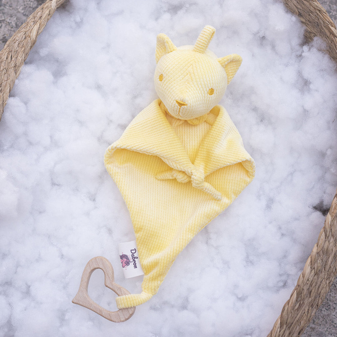 Plush Baby Comforter Cat Lovey with Corduroy Texture