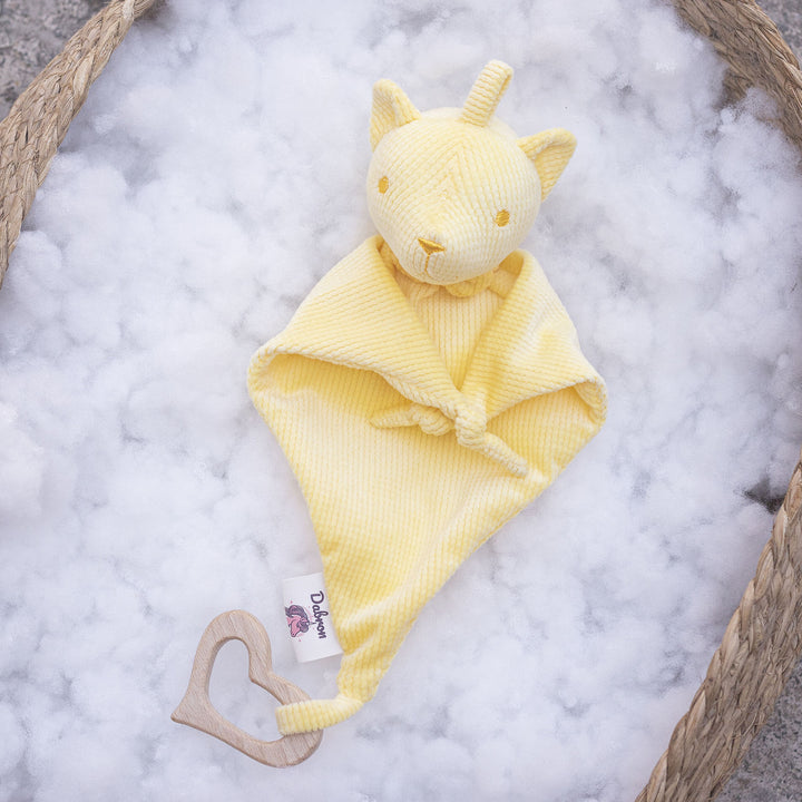 Plush Baby Comforter Cat Lovey with Corduroy Texture