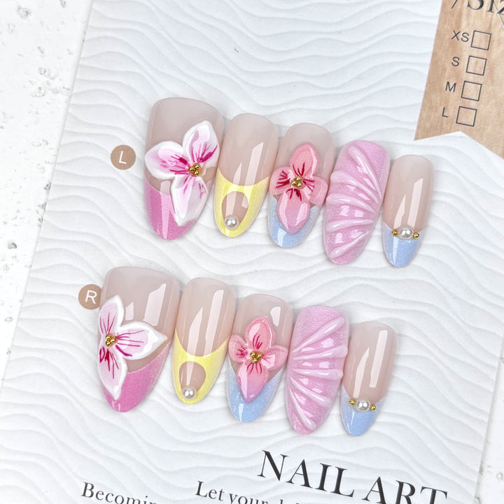 Artistic Floral Press-On Nail Design Kit