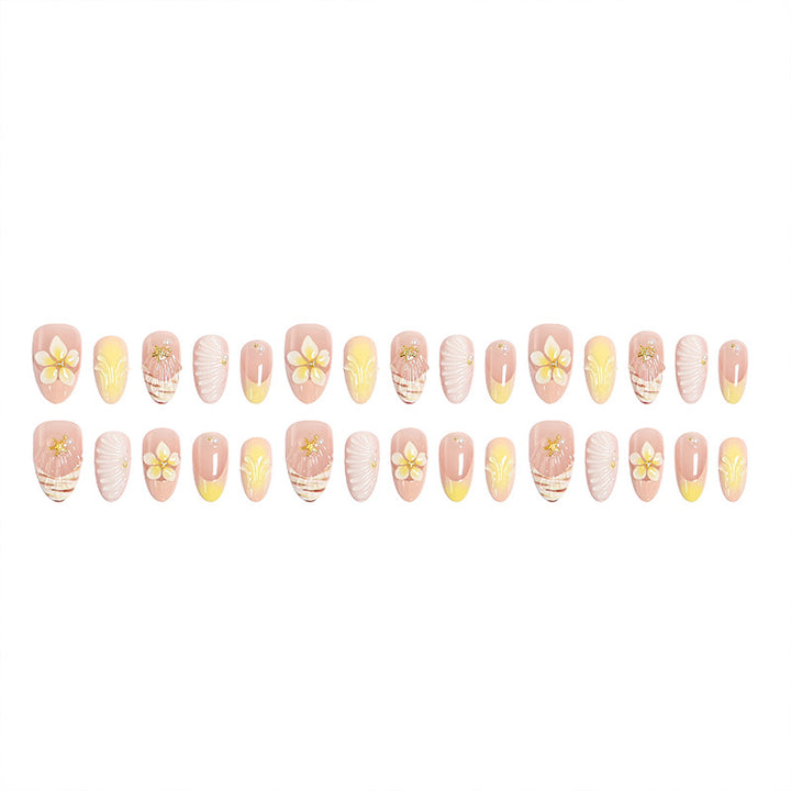 Artificial nails in luxurious flower and gold design Stornfield
