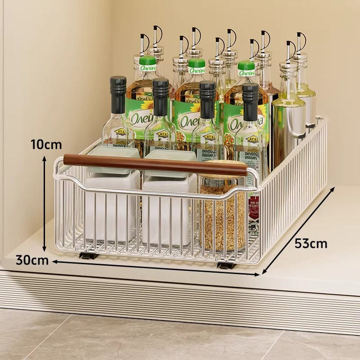 Stackable Metal Grid Pantry Storage Basket with Open Ventilated Frame and Integrated Carry Lip