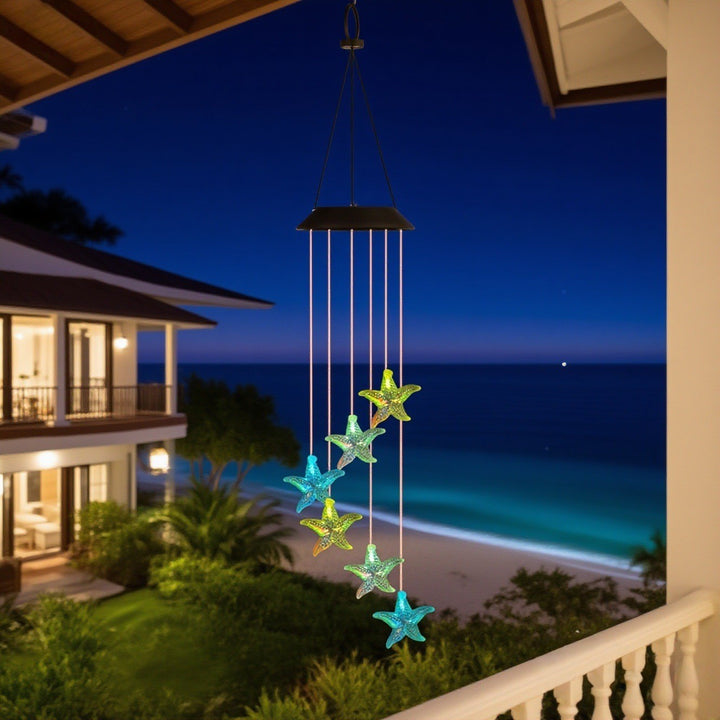 Decorative Solar LED Starfish Wind Chime Hanging Garden Light Stornfield