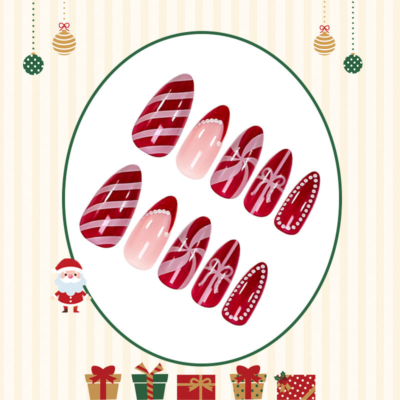 Artificial nail set with festive Christmas motifs and glamorous decorations Stornfield