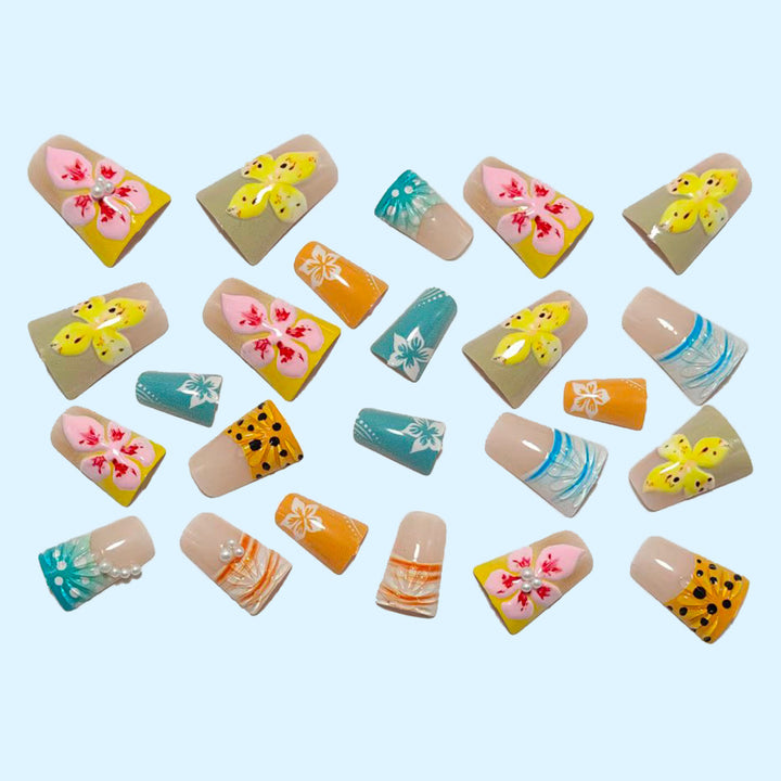 Exclusive artificial nails with floral accents and artistic embellishments Stornfield