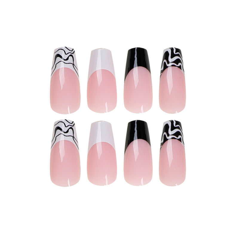 Artful Nail Extensions with Modern Monochrome Design Stornfield