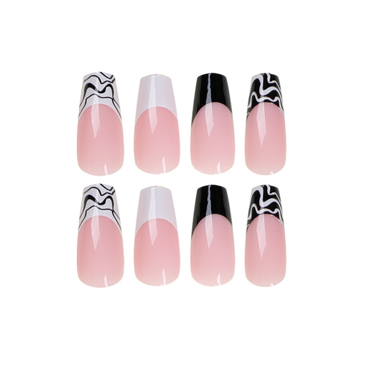 Artful Nail Extensions with Modern Monochrome Design Stornfield