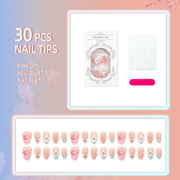 Floral Themed Press-On Nail Art Set