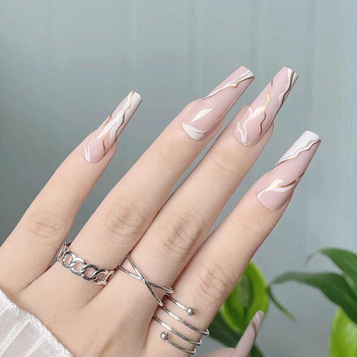 Elegant Marble Design Press-On Nails Stornfield