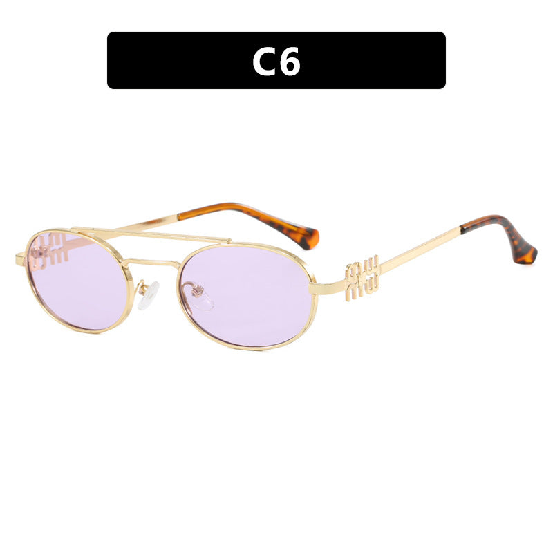Women's elegant oval sunglasses with luxurious metal frame Stornfield