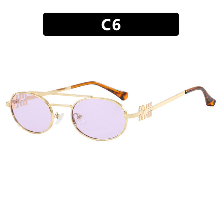 Women's elegant oval sunglasses with luxurious metal frame Stornfield