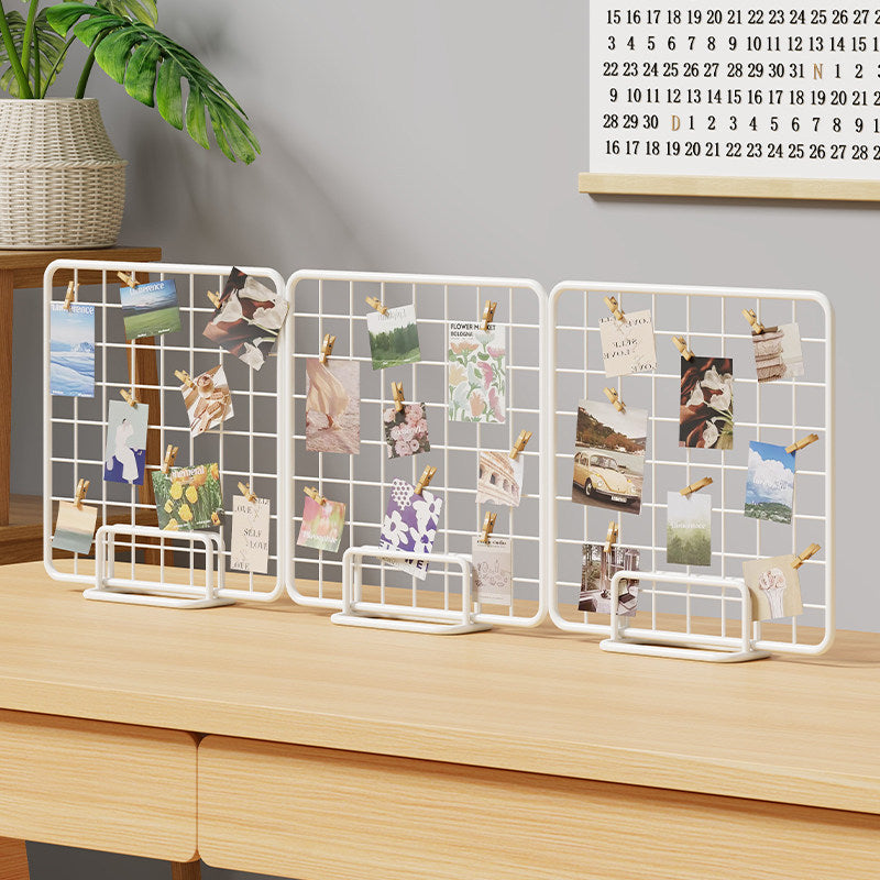 Desktop Wire Photo Grid Display with Stand and Mini Clips
