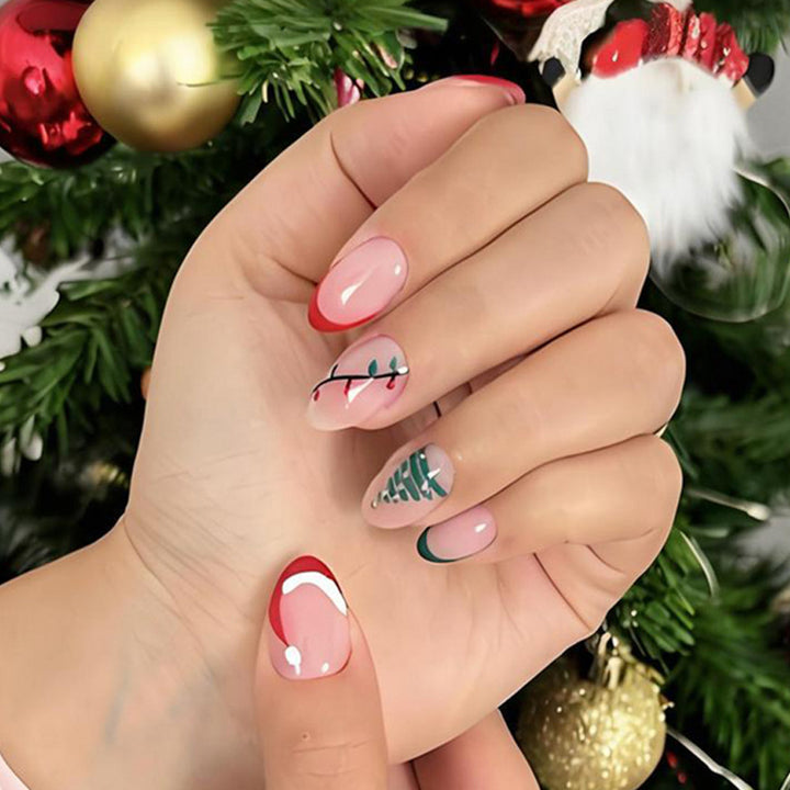 Artificial nail set with elegant Christmas motifs Stornfield