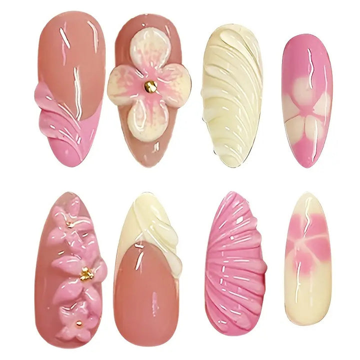 Artistic 3D Floral Press-On Nail Art Stornfield