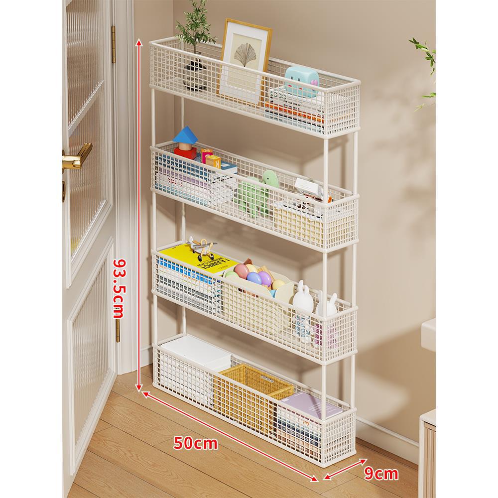 Slim Vertical Mesh Basket Organizer Rack for Narrow Spaces