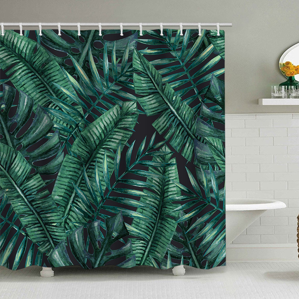 Tropical Leaf Print Shower Curtain Stornfield