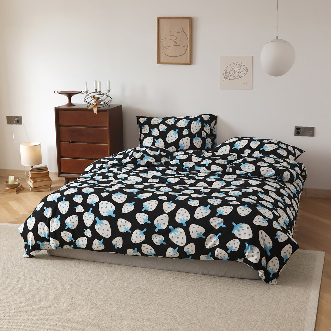 Cartoon Bear Print Duvet Cover and Pillowcase Set